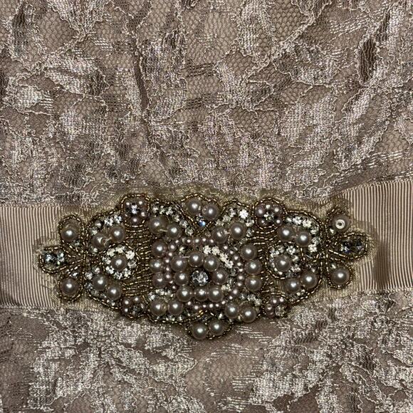 Jessica Howard Retro Champagne Sleeveless Lace Dress 4P Wedding Guest Dress - Picture 3 of 8